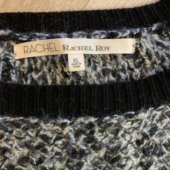 NWOT Rachel Roy Black and White Knit Cotton Mohair Blend Sweater Size XL - Picture 2 of 6